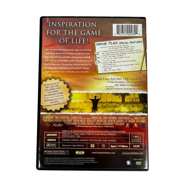 Facing The Giants DVD Special Edition PG Alex Kendrick Sony Inspirational - Picture 2 of 7